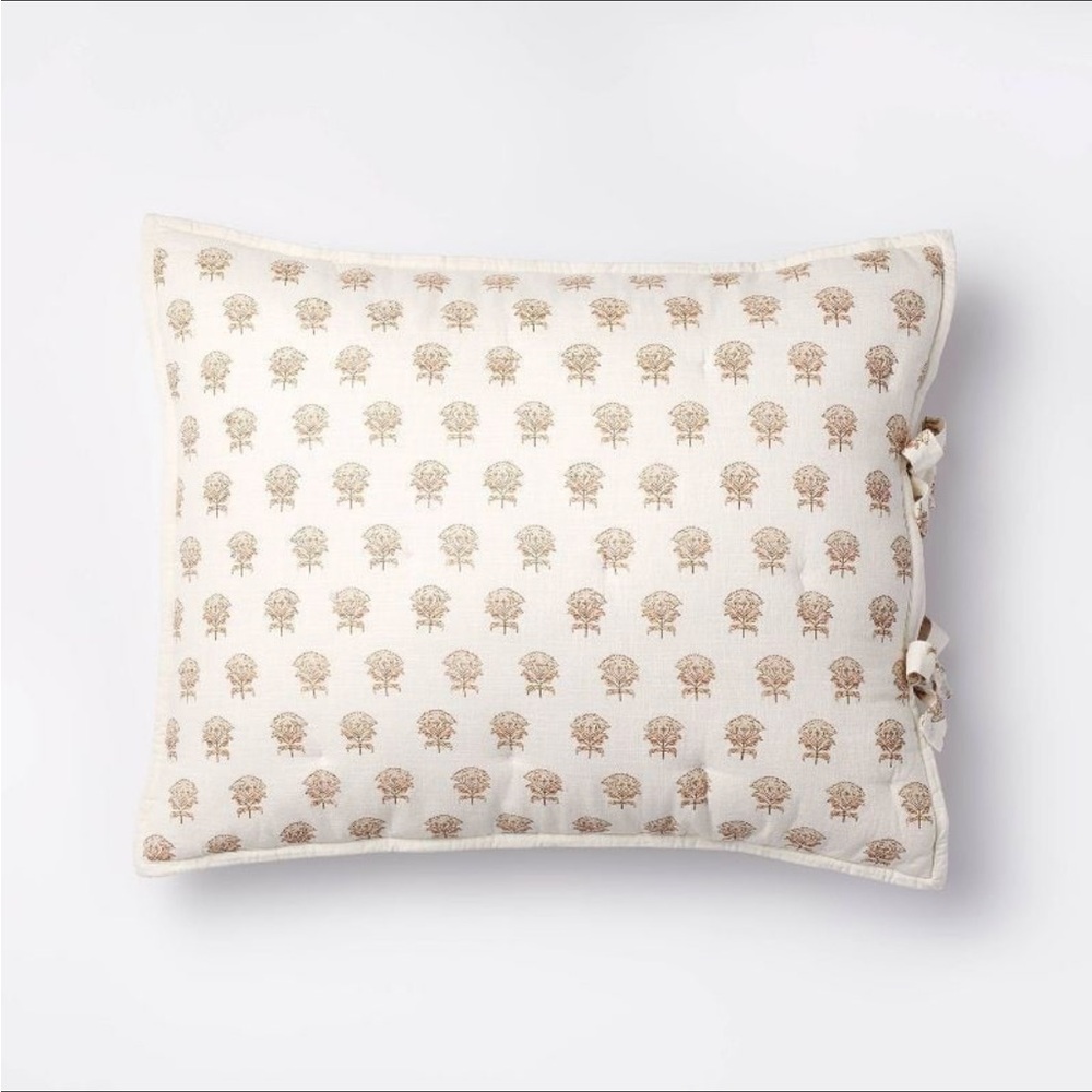 King Lofty Cotton Slub Woodblock Print Floral Quilt Sham- Threshold Studio McGee